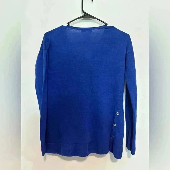 Lilly Pulitzer 100% Linen Long Sleeve Blue V-Neck Pit 17'' - Picture 5 of 5